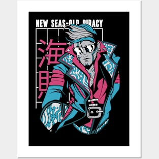 Anime Cyber Futuristic Pirate- New Seas Old Piracy Posters and Art